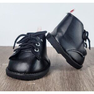Build A Bear Black Faux Leather Lace-Up Combat Boots | Doll Shoes Biker BABW